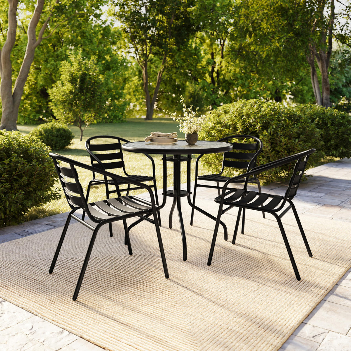 Black Set of 4 Stacking Outdoor Chairs G2051