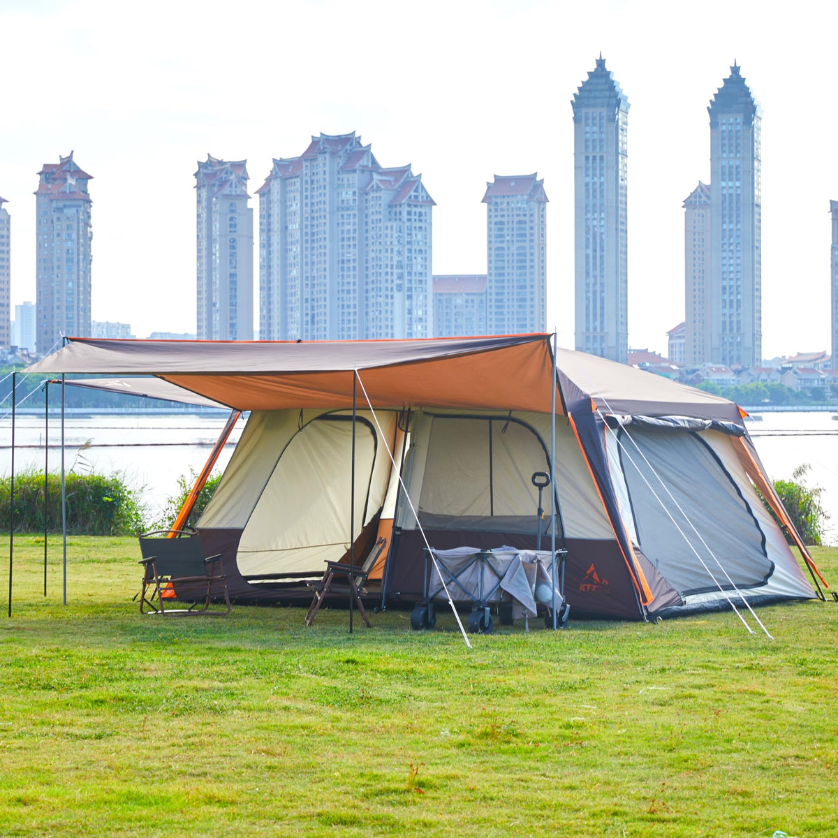Extra Large 12-14 Person 2 Room Waterproof Double Layer Cabin Tent X2543