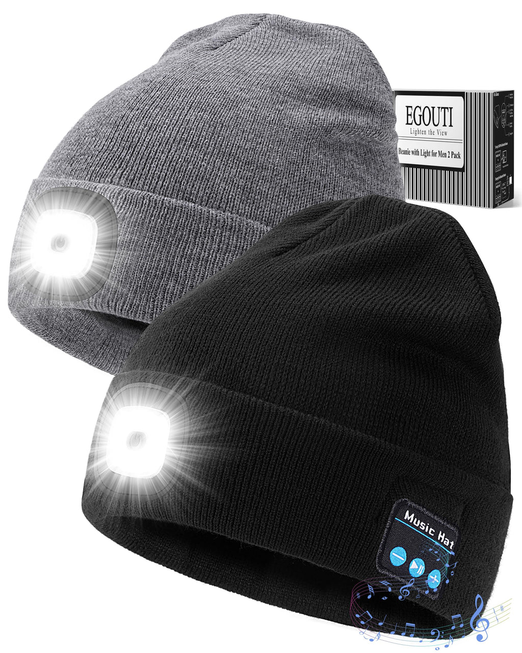 Bluetooth Beanie Hat with Light 2 Pack O84833