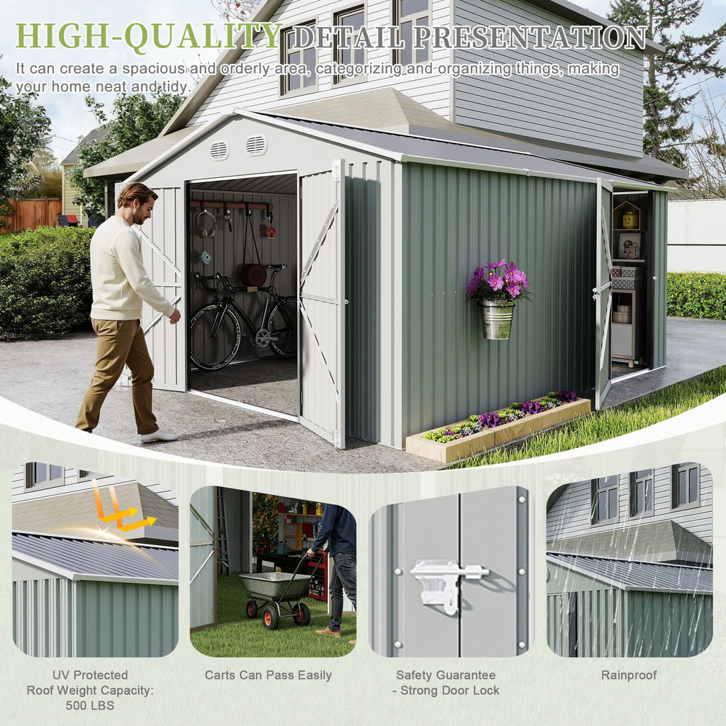 10x12 FT White Metal Storage Shed G105738