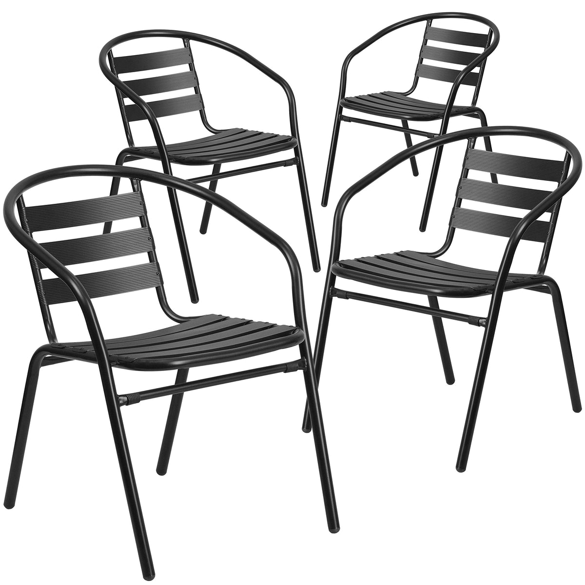 Black Set of 4 Stacking Outdoor Chairs G2051