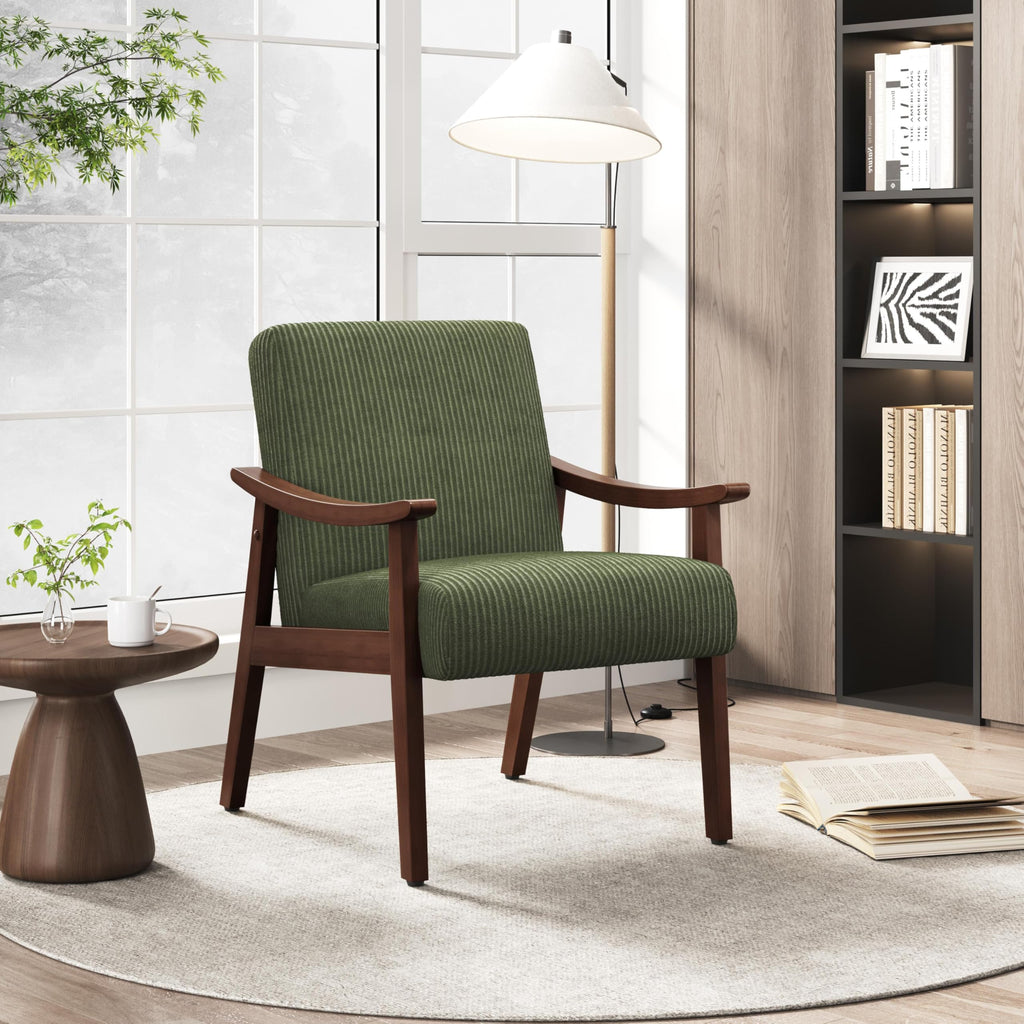 Dark Green Corduroy Accent Chairs Set of 2 Y136035