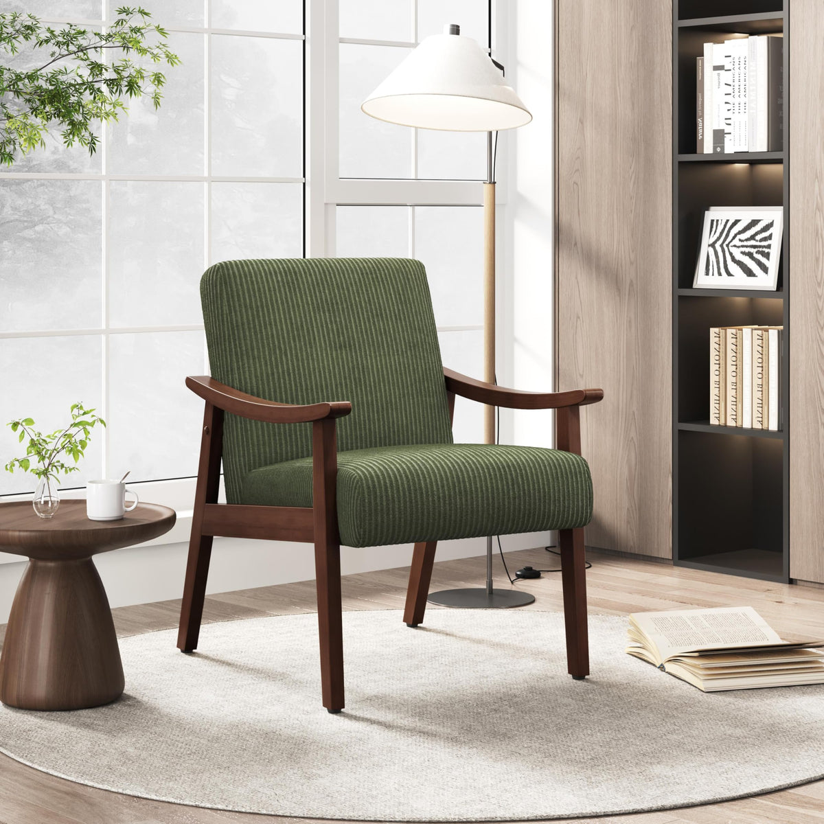 Dark Green Corduroy Accent Chairs Set of 2 Y136035