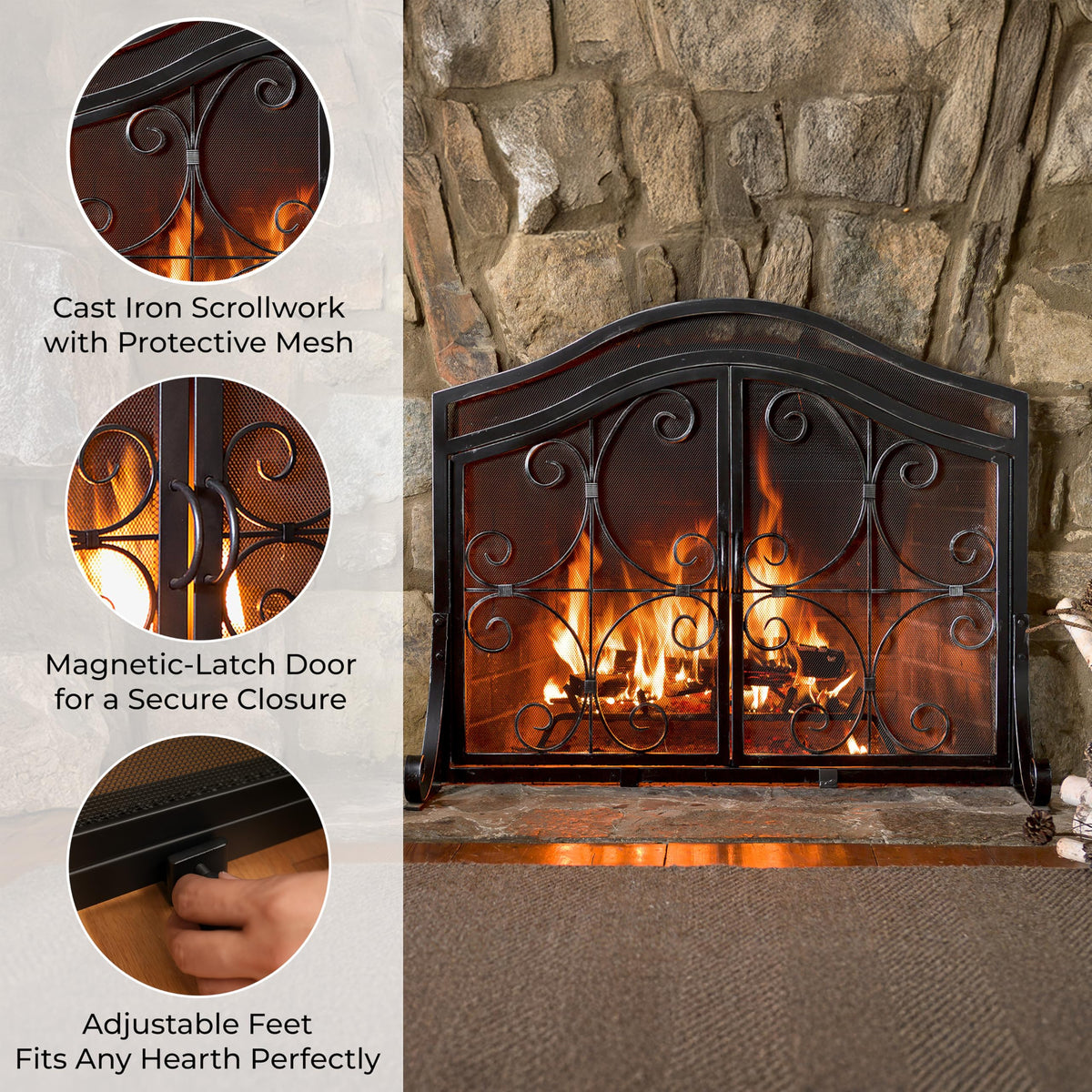 Black Metal Fireplace Screen L72433