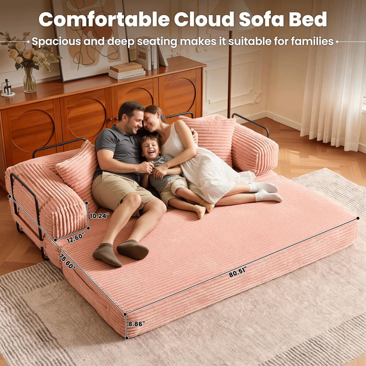 81" Folding Sofa Bed Convertible Floor Futon Lounger F65558