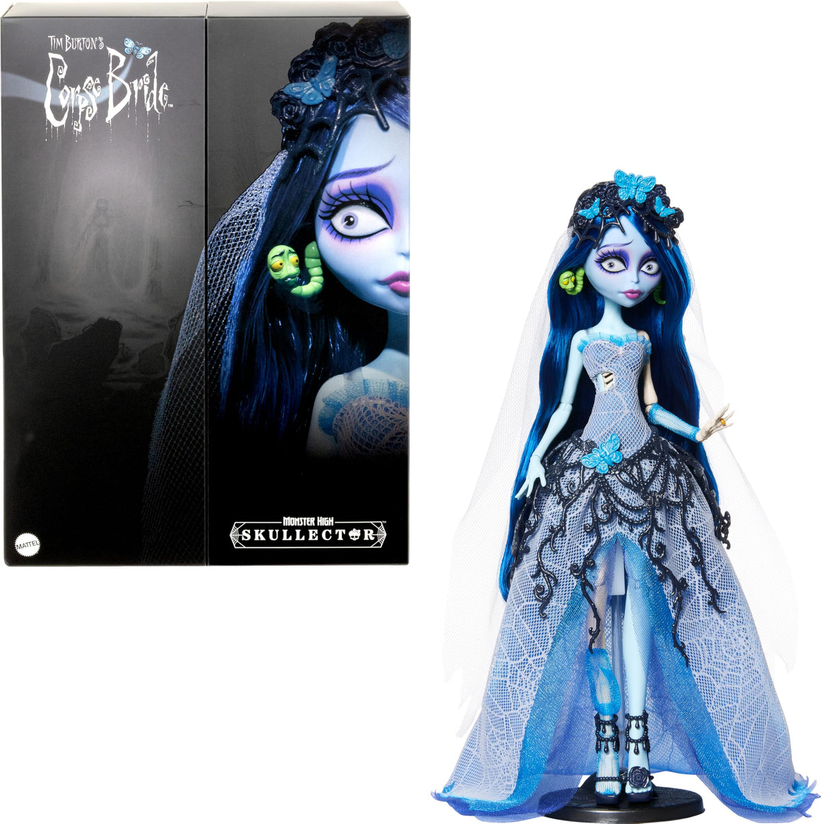 Corpse Bride Emily Doll in Spiderweb Wedding Dress with Accessories T941