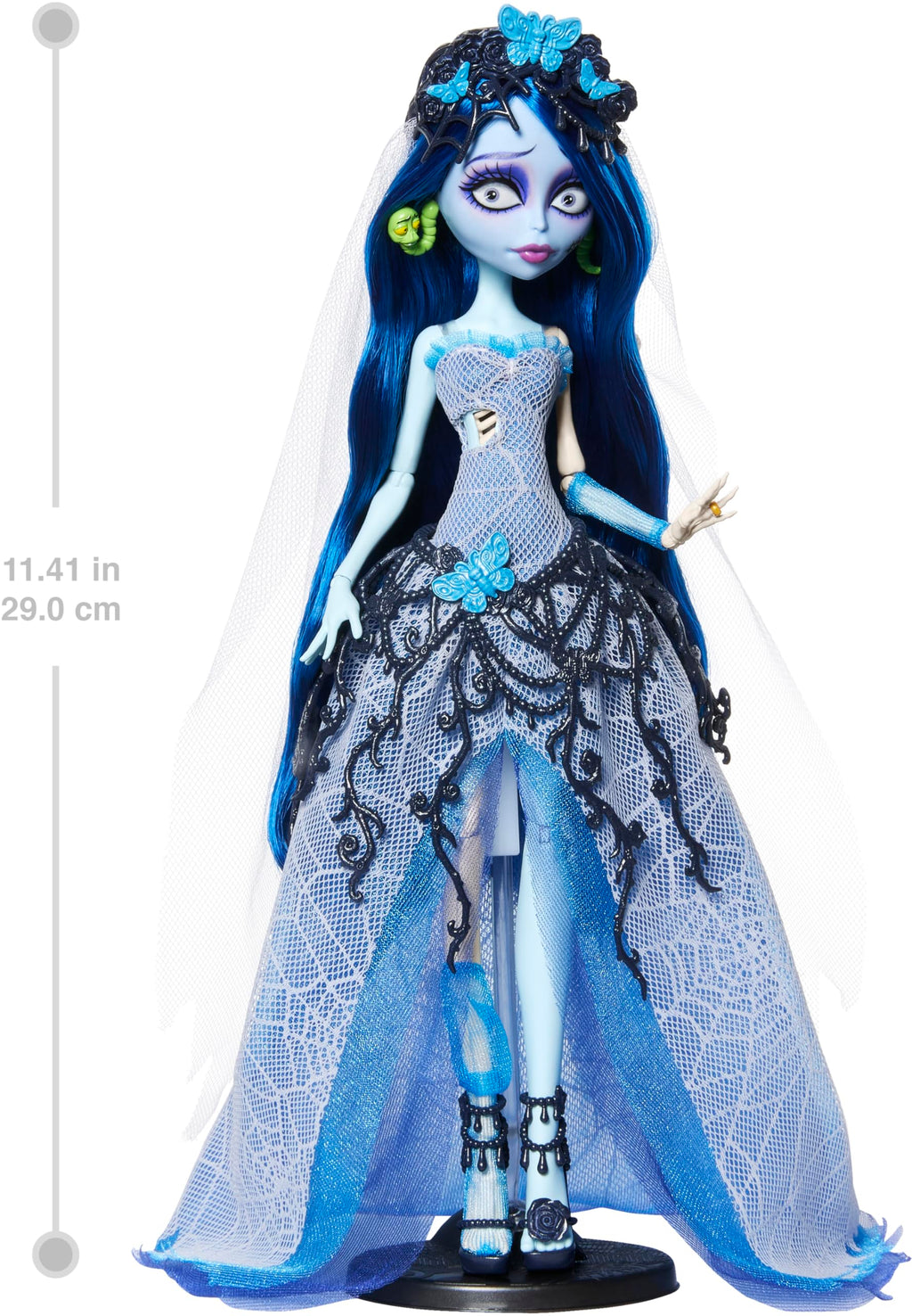 Corpse Bride Emily Doll in Spiderweb Wedding Dress with Accessories T941