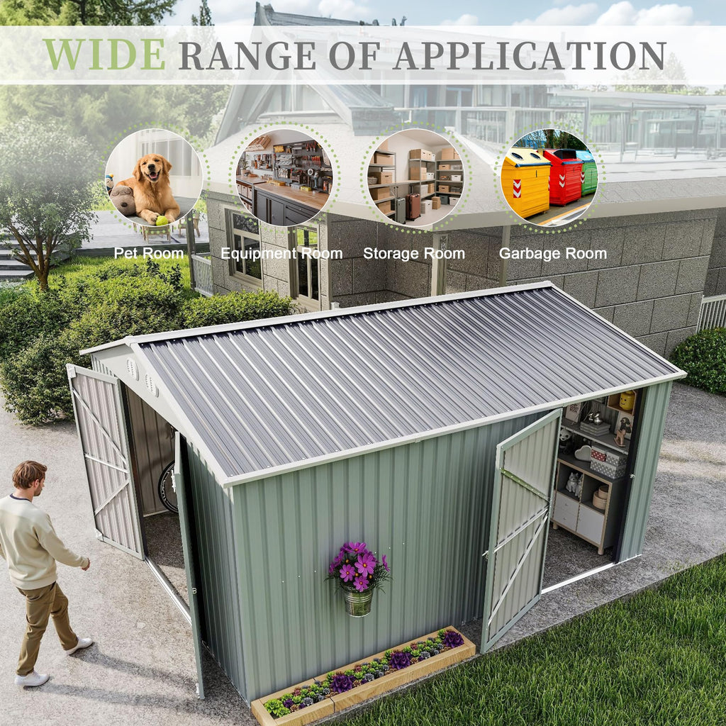 10x12 FT White Metal Storage Shed G105738